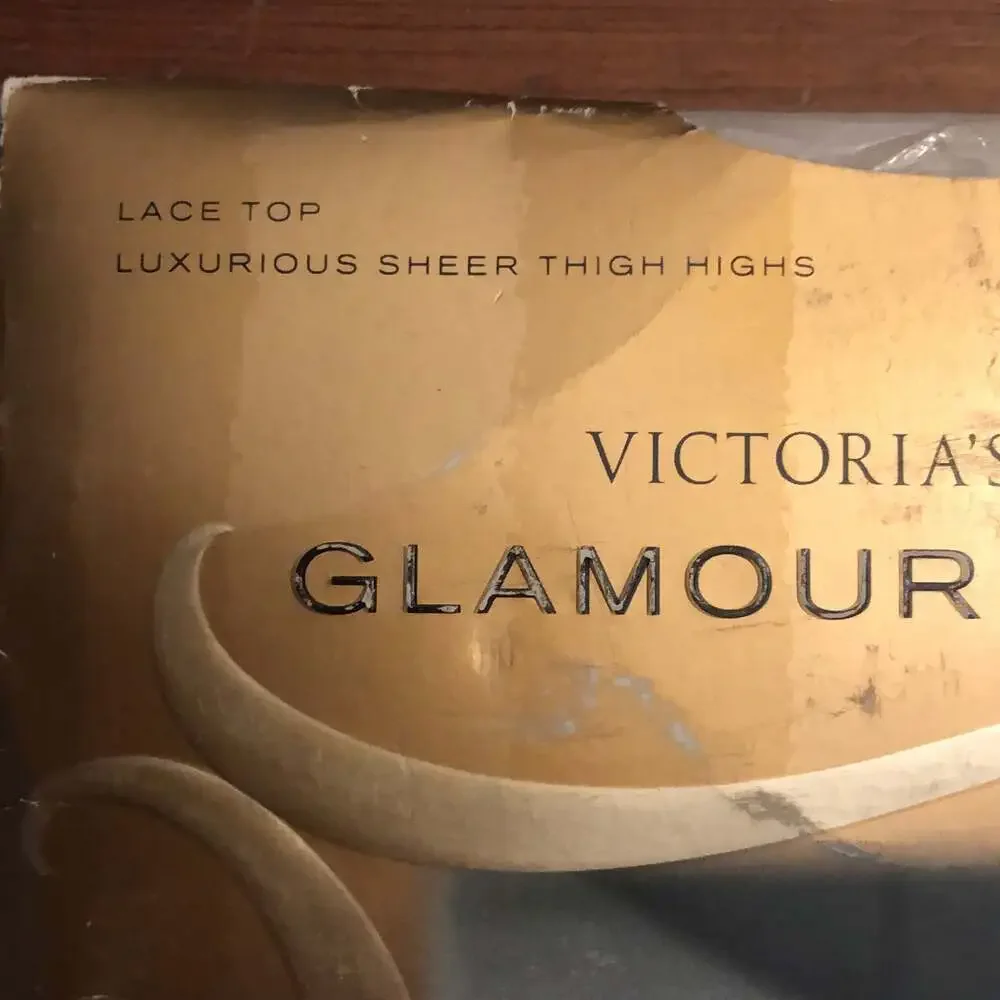 NWT Vintage Victoria's Secret Glamour Sheers Lace Top Thigh Highs size medium